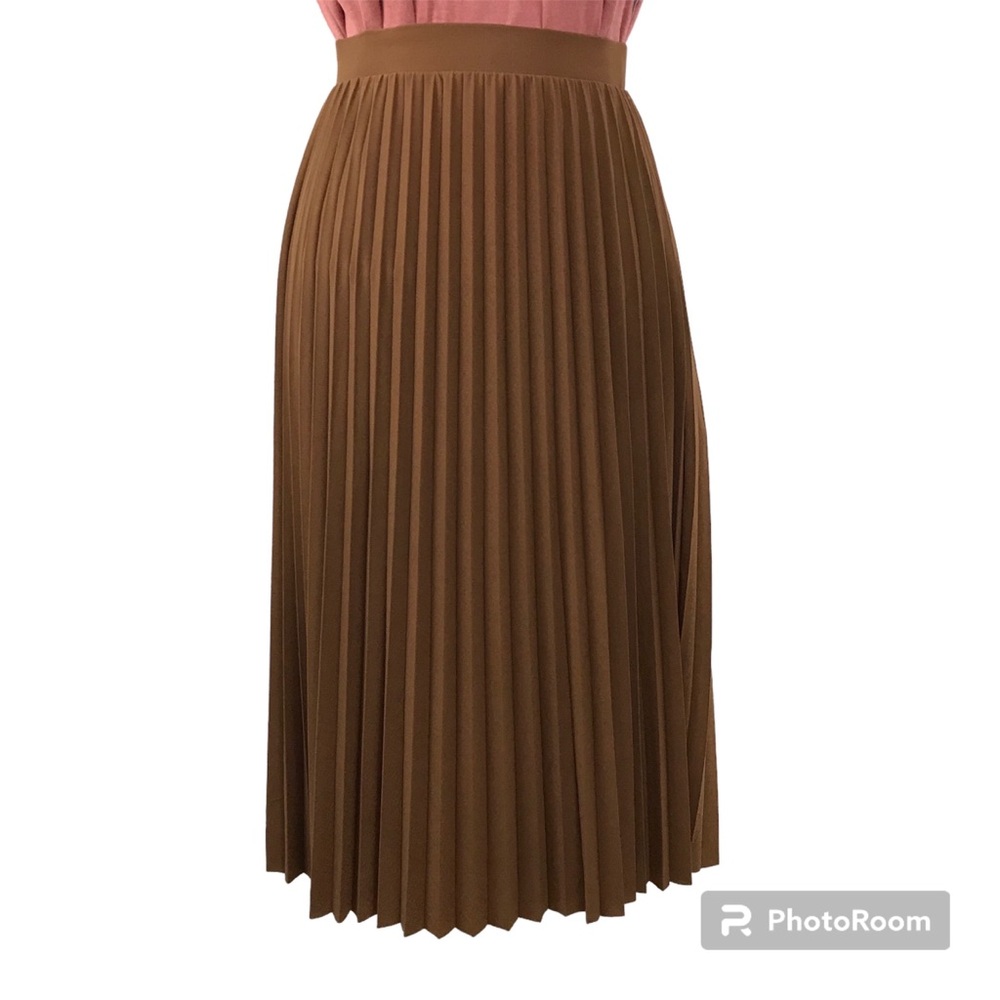 P.O.S.H. By Block Pleated Mid Skirt Women’s Size Large Color Brown Pull-On.